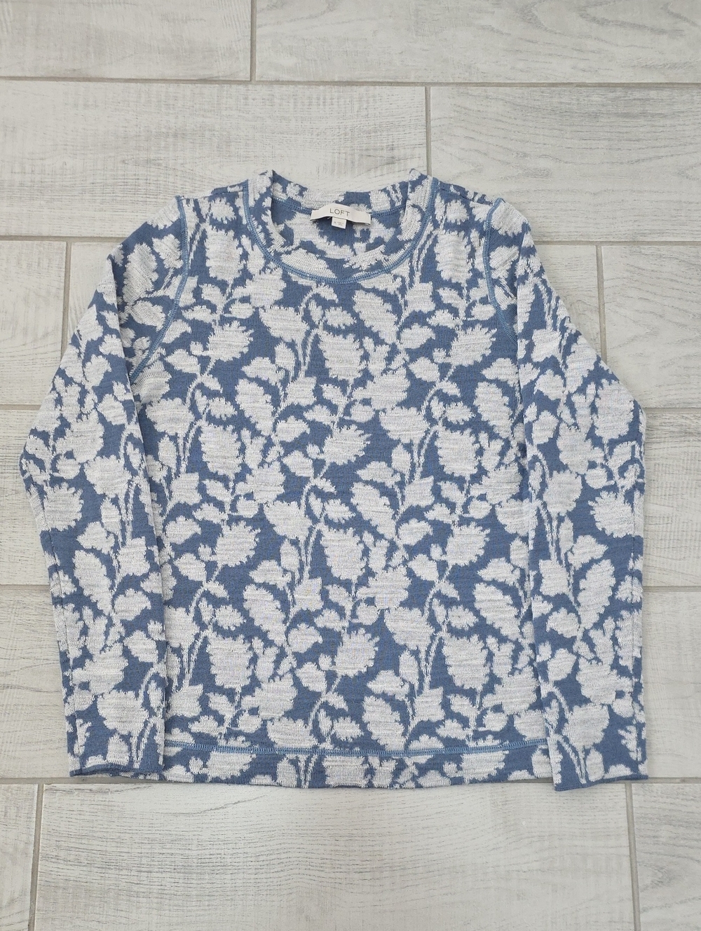 LOFT Wool Blend Crewneck Sweater Women's Size Medium Floral